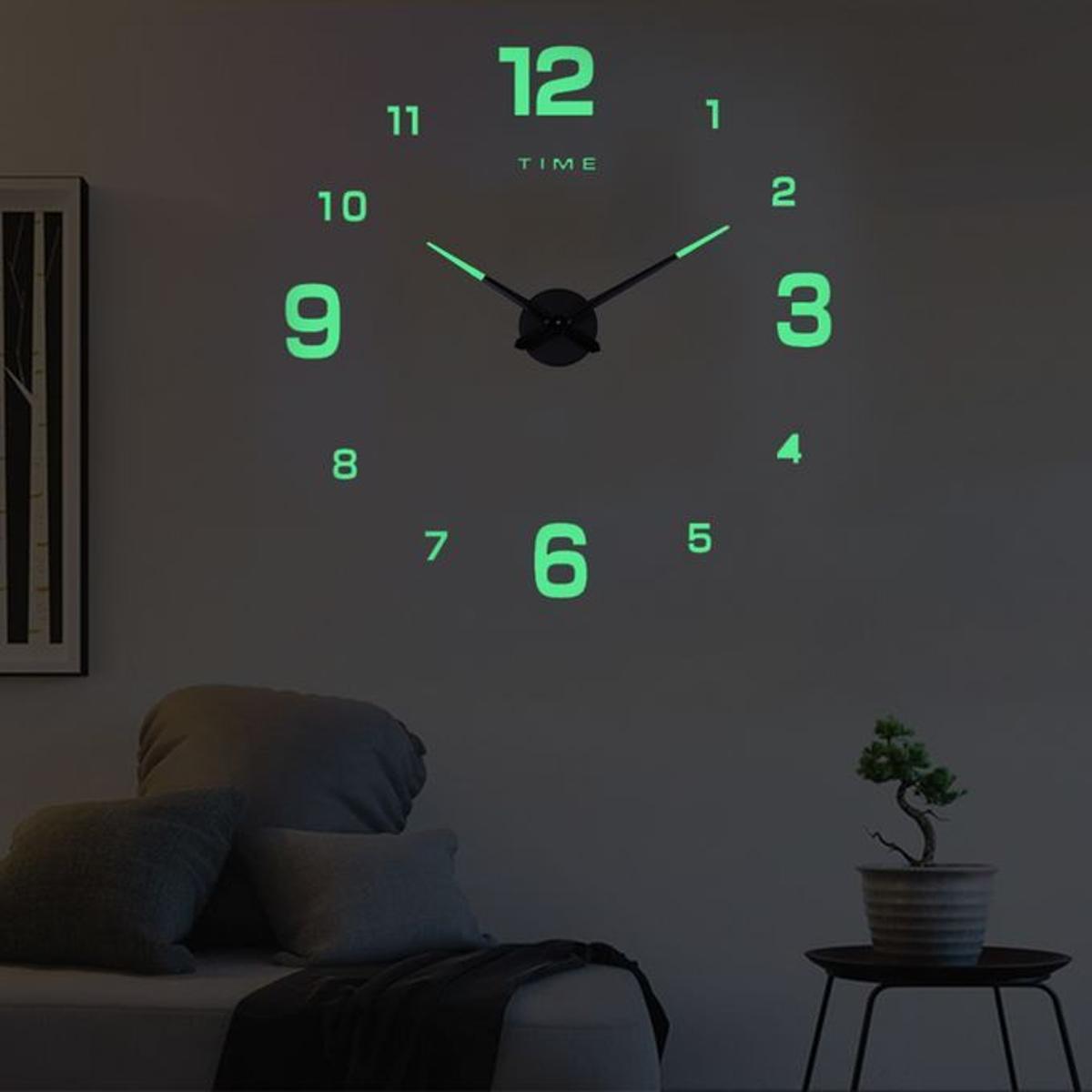 DIY 3D Luminous Wall Clock Neon Acrylic Glow Design Creative Quartz Large Size 24x24 for Living Room and Office