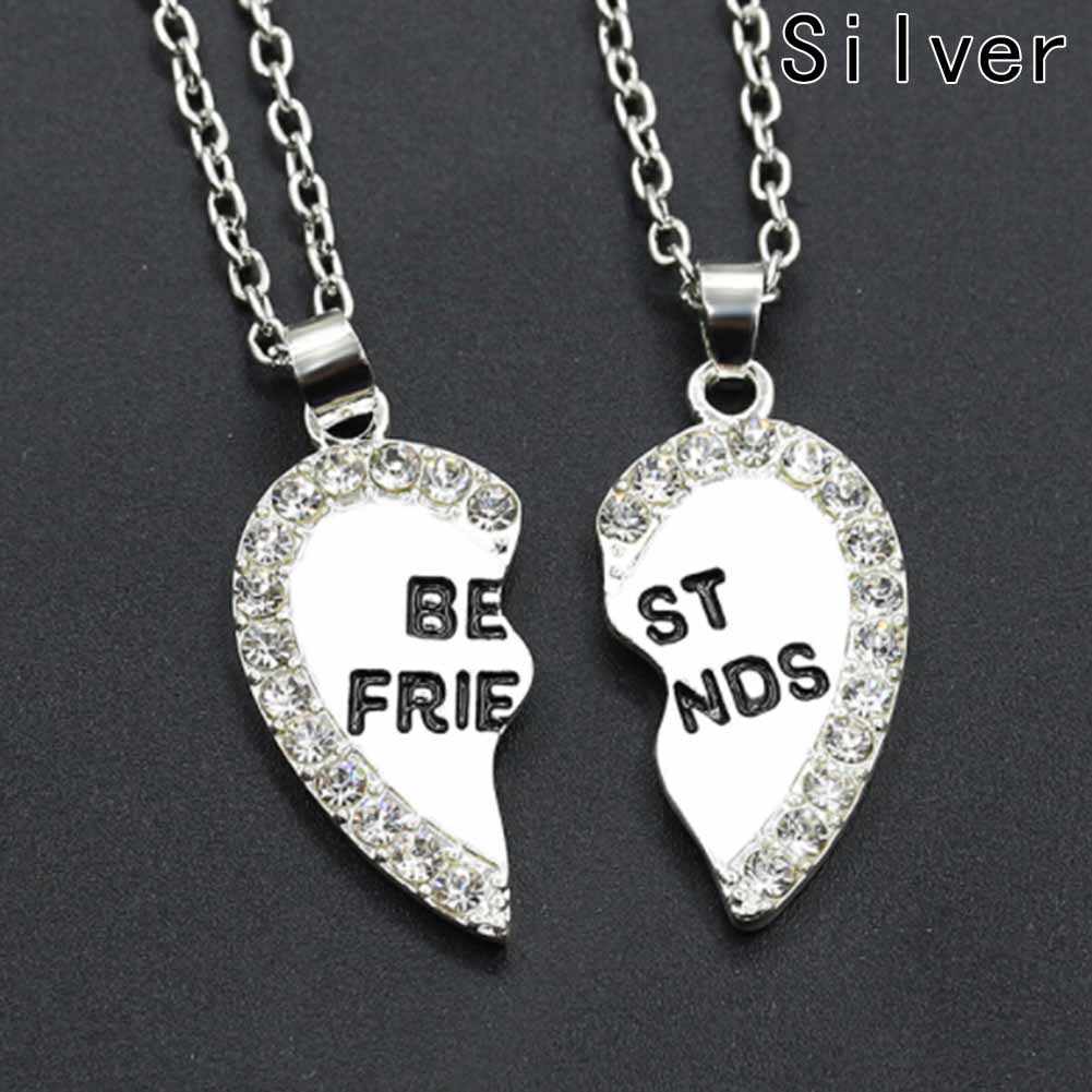 Best Friend Necklace 2 Pieces Stitching Charming Broken Heart-shaped Women's Wholesale Forever Gold Silver Jewelry - PS