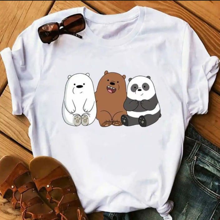 BEAR Printed Summer Collection Round Neck Half Sleeves T Shirt For Women