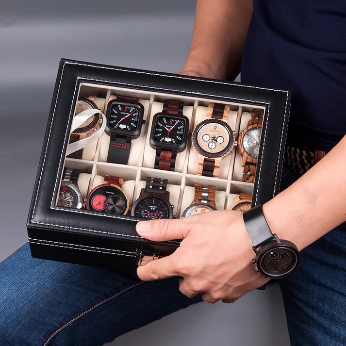 Premium PU Leather Watch Box Organizer – 6/10/12 Slots Display Case