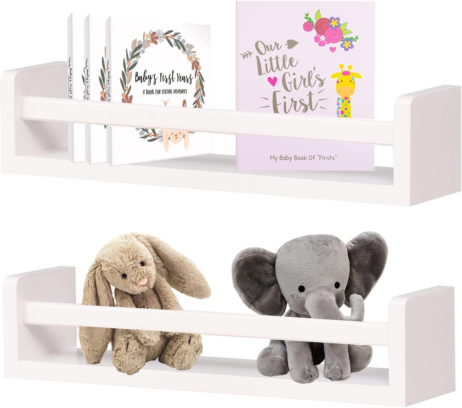 Ollieroo Nursery Shelves, Set Of 4 Natural Wood Floating Book - View #12
