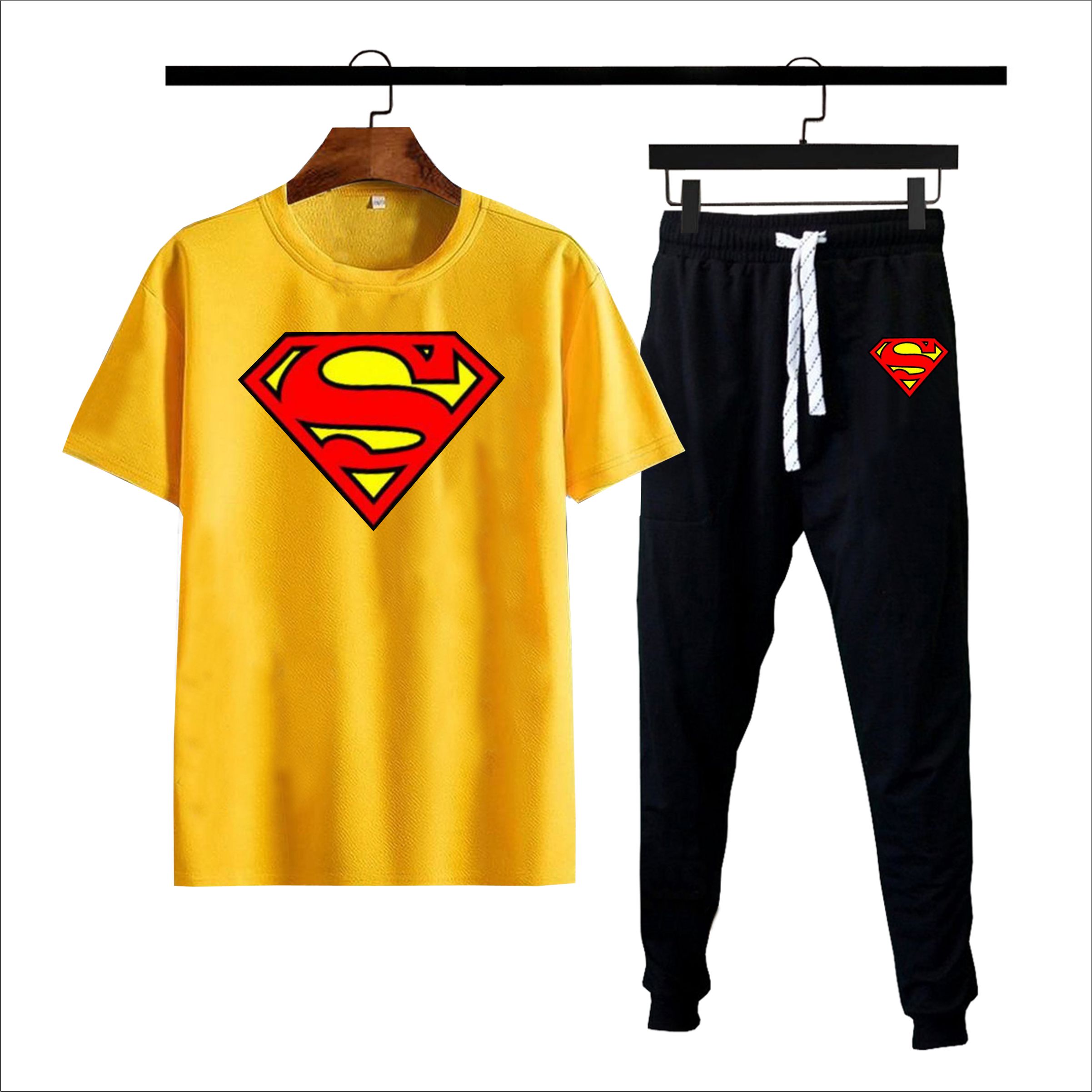 New stylish trendy superman printed summer tracksuit for men&boys Soft & Comfy Fabric Summer Printed Tracksuit recommended article -black
