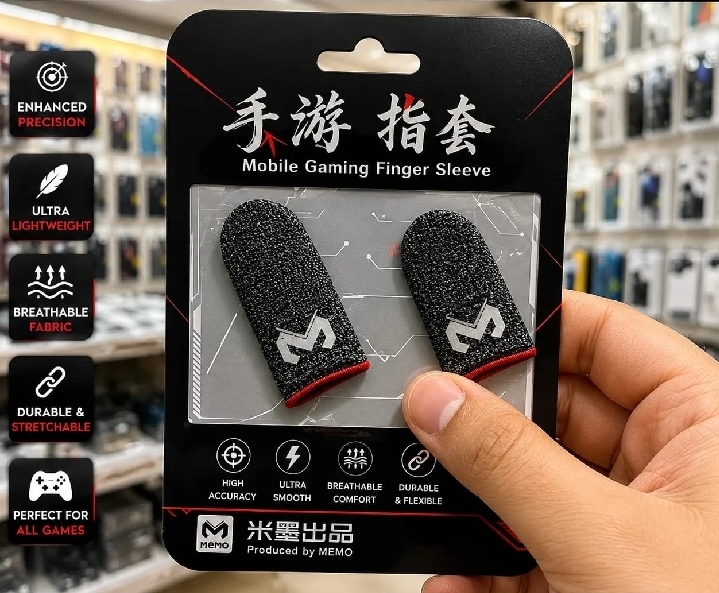 MEMO Gaming Finger Sleeves | Premium Thumb Gloves | Anti-Sweat Touchscreen Finger Covers | High Sensitivity | 1 Pair | MEMO Premium Gaming Finger Sleeves | Mobile Gaming Thumb Gloves | Anti-Slip Silver Fiber Finger Covers | PUBG & Free Fire |