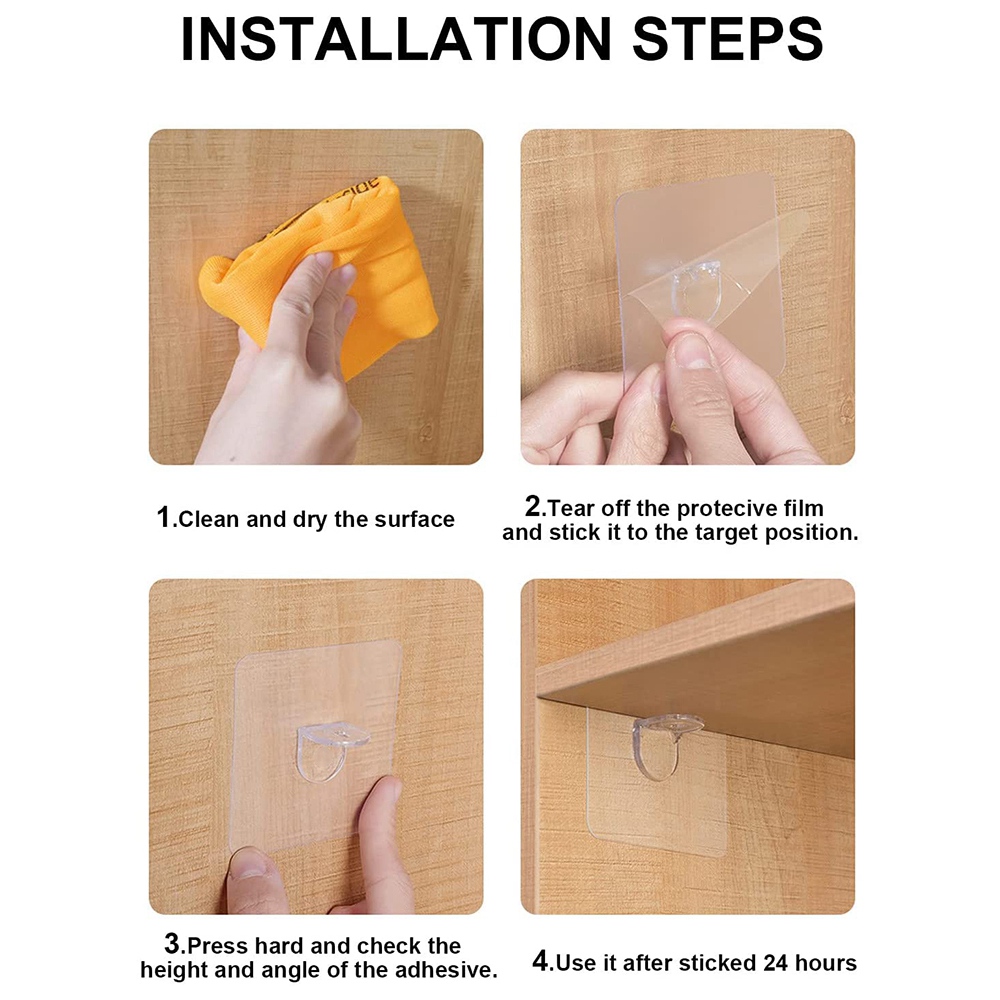 24Pcs Punch Free Shelf Support Peg-Self Adhesive Shelves Clips For Kitchen Cabinet Closet Brackets Clapboard Layer