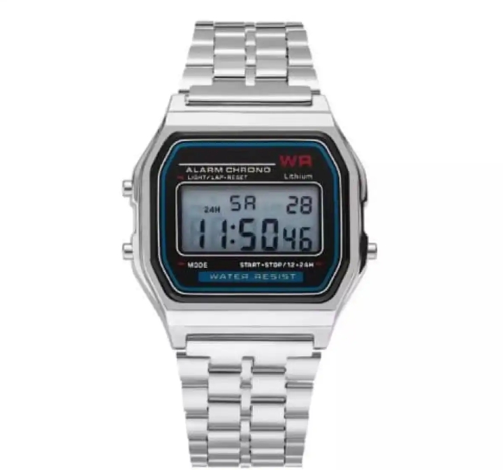 Steel Band Watch Retro LED Digital Sports Watch Electronic Wrist Band Clock For Men price in Pakistan