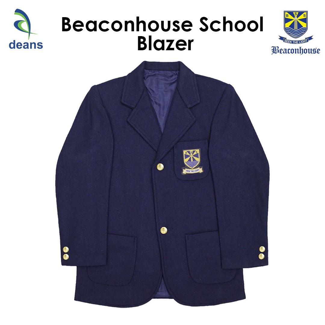 Beaconhouse School Blazer Navy Blue by Deans Uniforms - Navy Blue Blazer Jacket Slim Fit Casual ,Long Sleeve Blazer For Boys -Blazer for Schools
