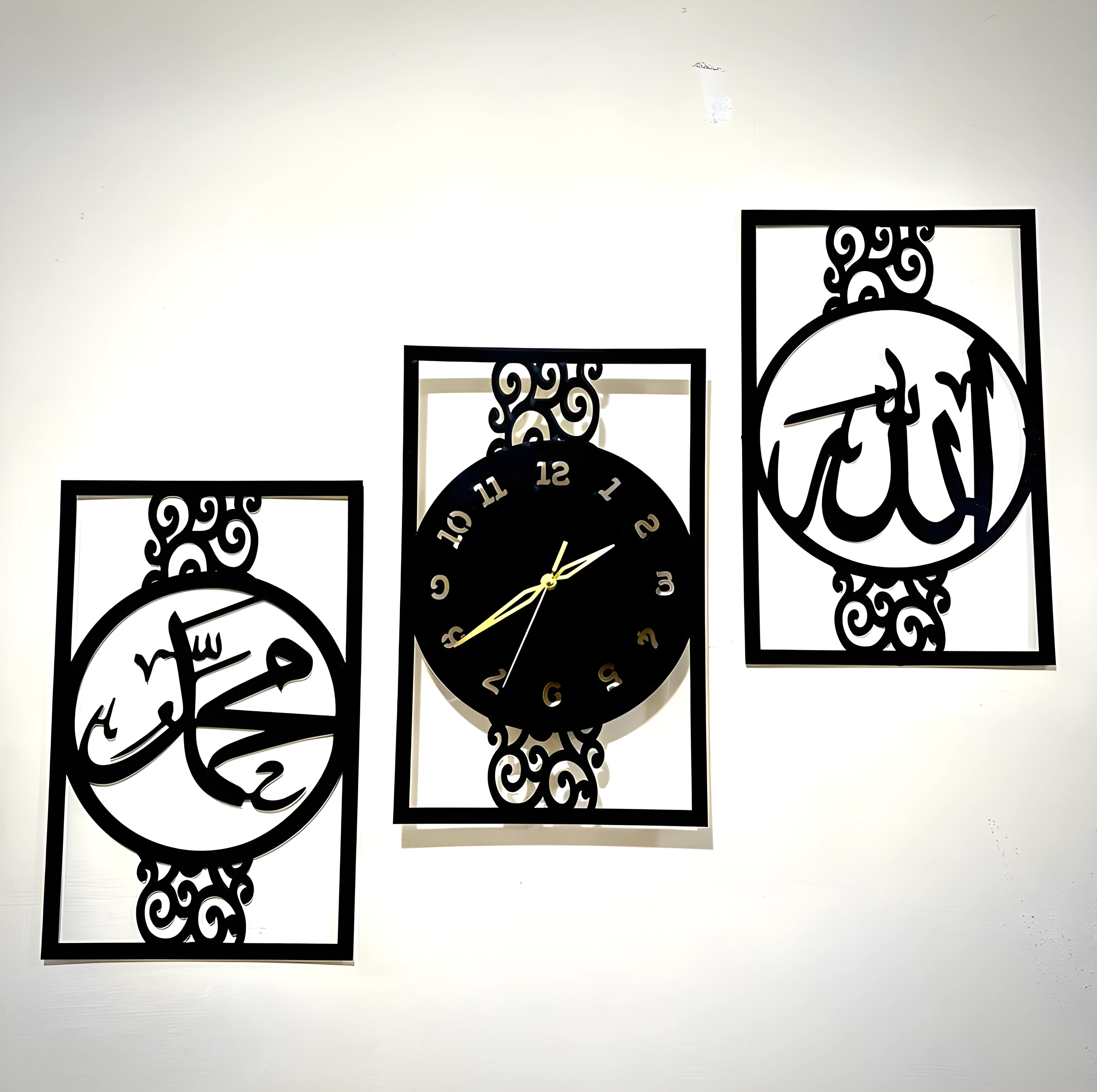 3d Wooden Home Decoration Simple AM Frame Shape wall Clock Laser Cut DIY Design Wall Watch for Home Decor