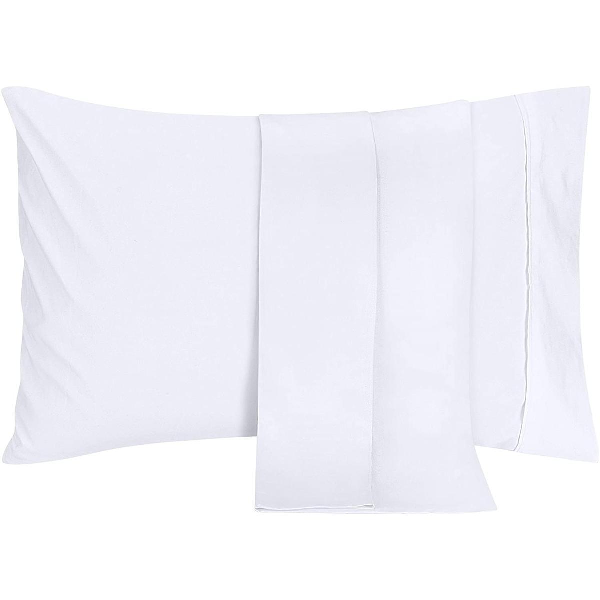 Pillowcases - 2 Pack Envelope Closure Soft Brushed Microfiber Fabric Shrinkage and Fade Resistant Pillow Covers KING 20 X 40 & QUEEN 20 X 30 Inches