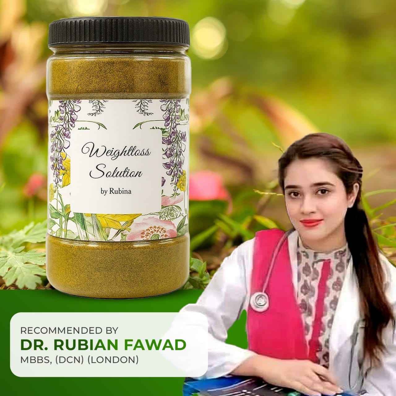 WEIGHT LOSS BY DR RUBINA Weight Loss Solution Powder 200g 1 Month Plan Natural Weight Loss Boosts Metabolism Reproductive Health Skin & Hair Hormone Balance Lowers Cholesterol