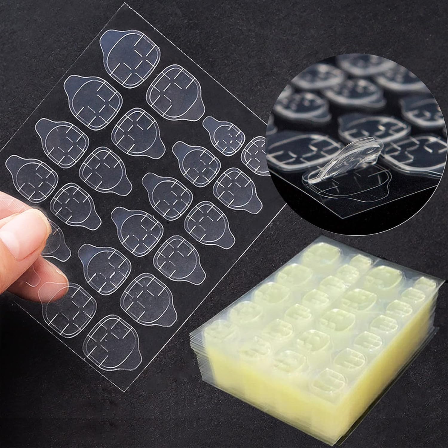 240pcs / 10 Sheets Fake Nails Nail Jelly Glue Double Sided False Nail Art Adhesive Tape Glue Sticker Fake Nail Glue Super Viscous Artificial Nails Glue