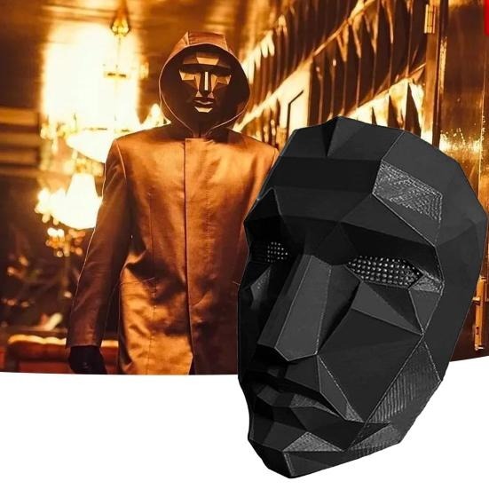 The Squid Game Cosplay MaskSquid TV Show Halloween Costume Mask Square Triangle Circle Front Man (Front Man)Halloween Game Mask, Carnival Mask, Game Mask, Black Mask, Halloween Cosplay, Gadget, Man Mask, Circle, Triangle and Square, One Size Fits All for