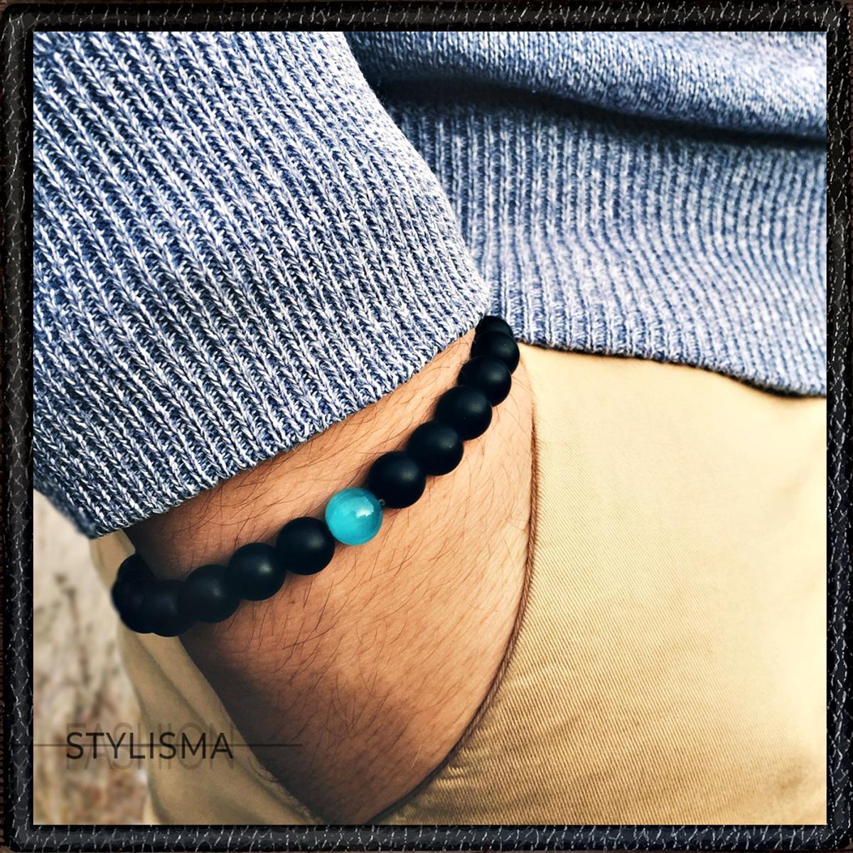 Stylisma Jet Black  Beads Charm Handmade Ocean Bracelet For Boys & Girls