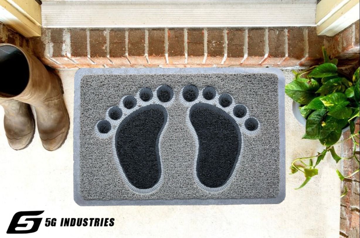 PVC Coil Doormat Foot Design Non Slip Washable Mat