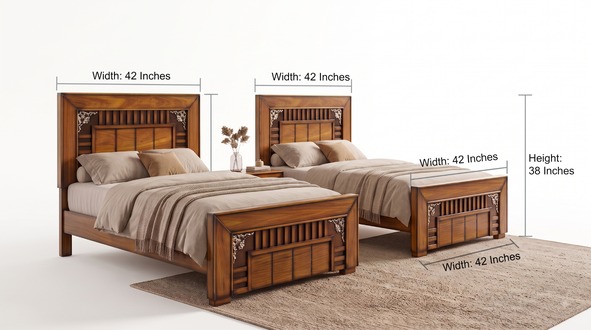 Woodex Furniture Single Bed – Solid Kikar Wood Wooden Bed | Modern King-Style Single Bed | Strong & Durable Bed Frame | 78×42×38 Inches