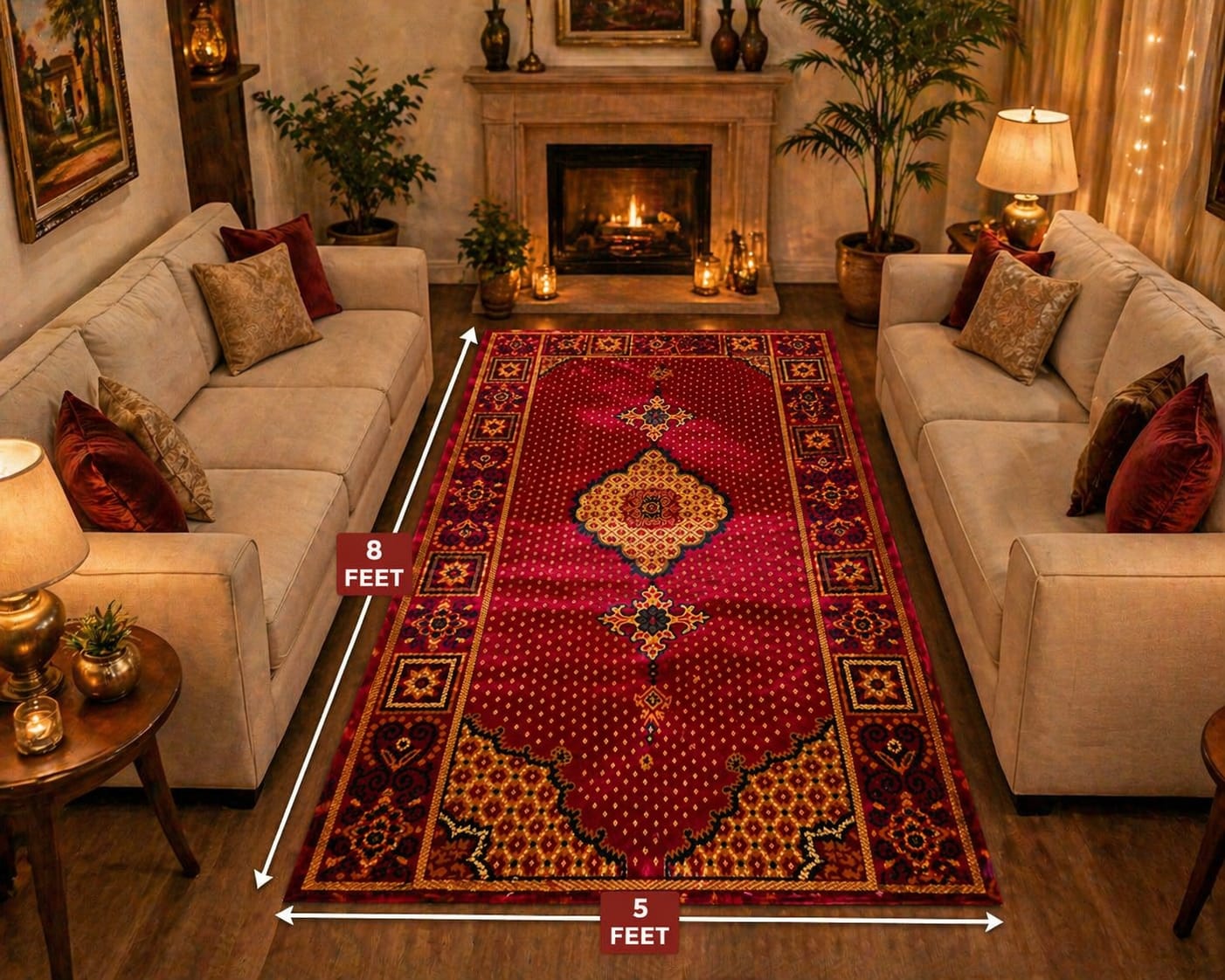 Traditional Red Persian Style Area Rug – 5x8 Feet | Elegant Living Room Carpet