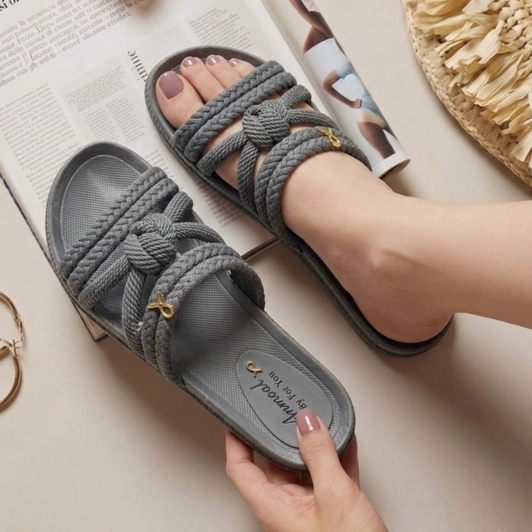 Glimmer - Rubber Soft twisted straps slippers for girls - comfortable slippers for women