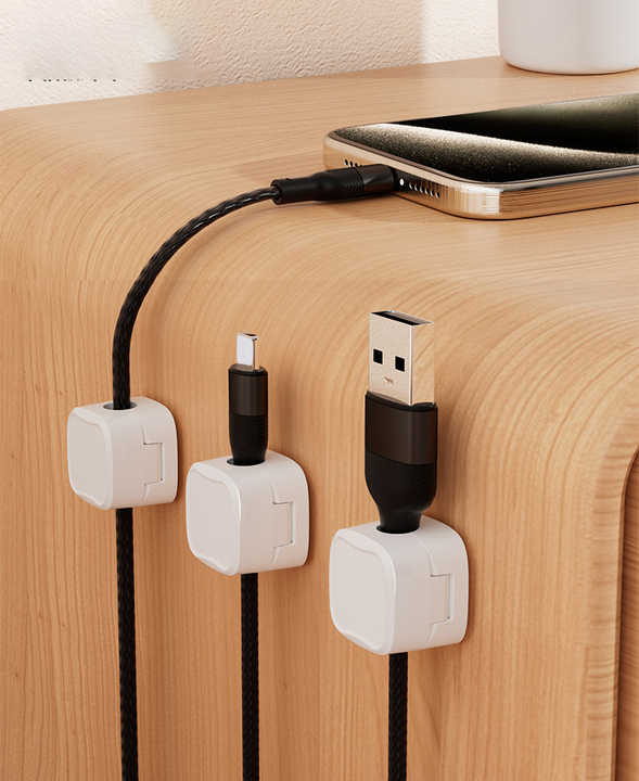 AIRYESH Magnetic Cable Organizer Clips – 2/4/6 PCS Wire Holder for Charger, USB, Earphone – Desk & Wall Cord Management Clips – Adjustable Cable Winder for Home & Office Use ,Wall holder, Organizer, Cable holder, wire holder,