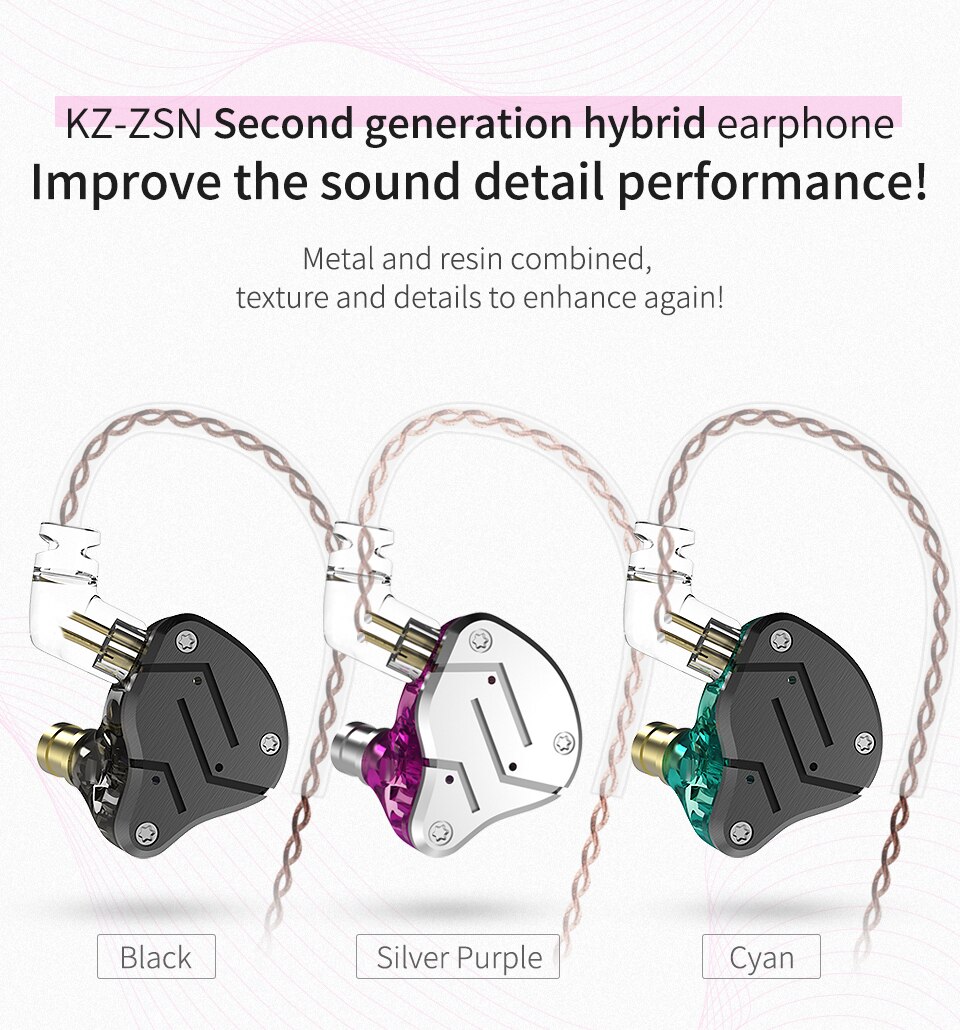 KZ ZSN 1BA 1DD Heavy Bass Commutative 