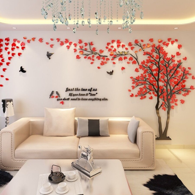 Diy Large Mirror Tree Wallpaper Living Room Acrylic Wall Stickers Tv