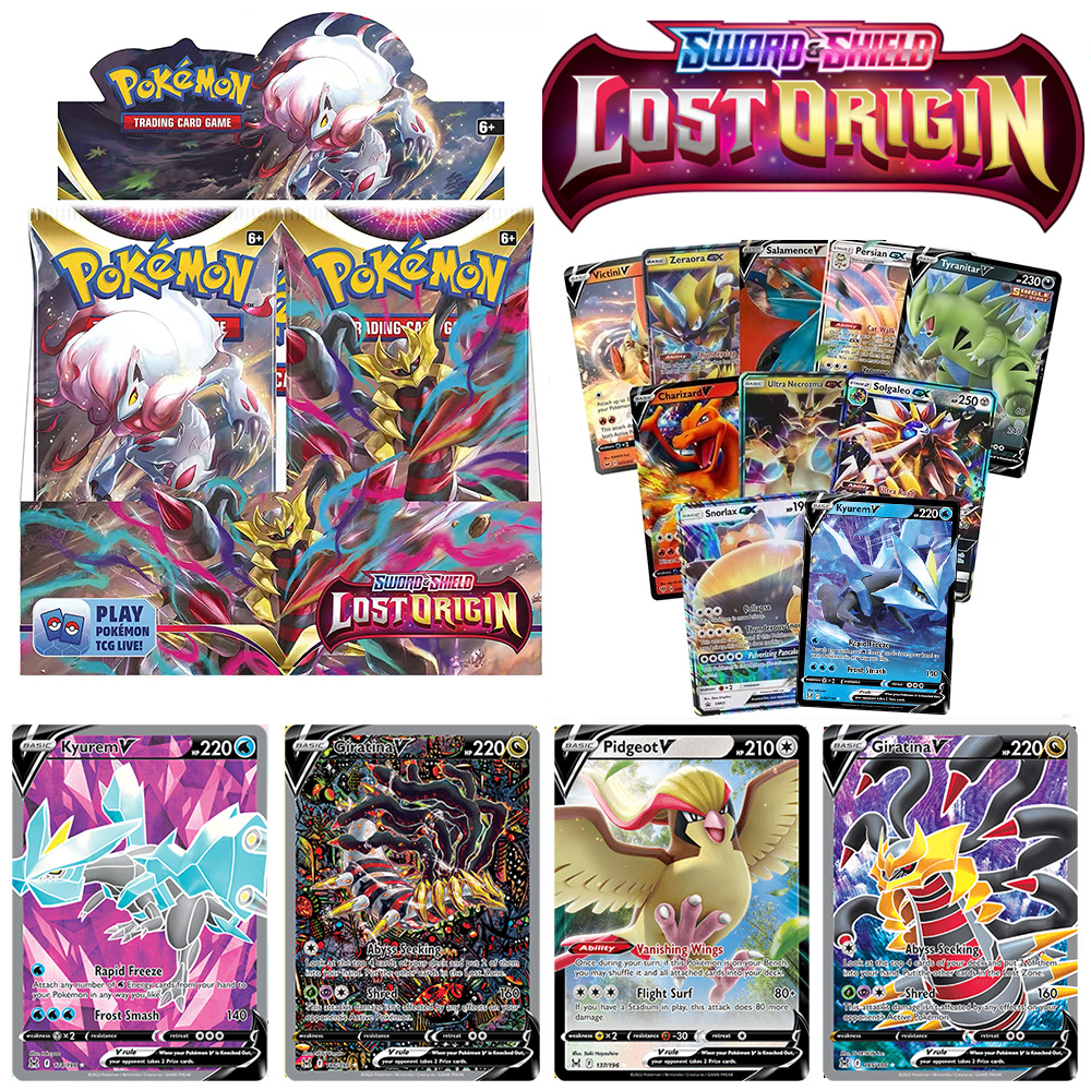 25pcs Pokemon Trading Card Game Vmax GX Sword Shield Evolution Lost Origin Silver Tempest Crown Zenith Booster Game Cards Kid Toy