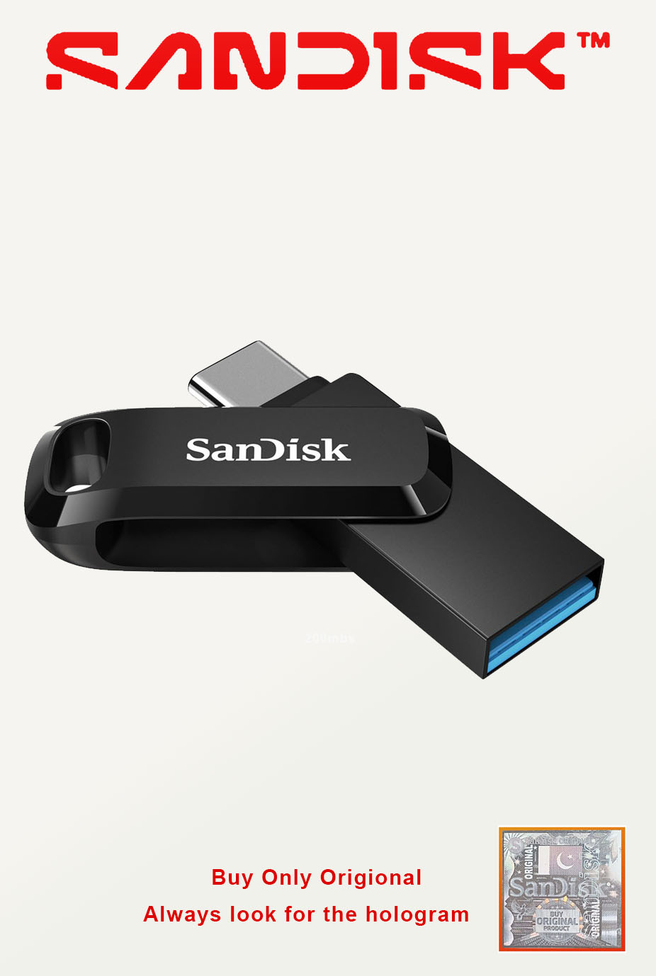 Free Gift + SanDisk  Ultra Dual Drive Go USB Type-C Flash Drive, Black speed upto 400mbs