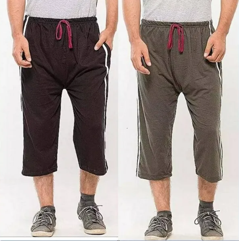 Pack of Two - Three Quarter Jersey Shorts For Men, Quarter Shorts for Summer Wear