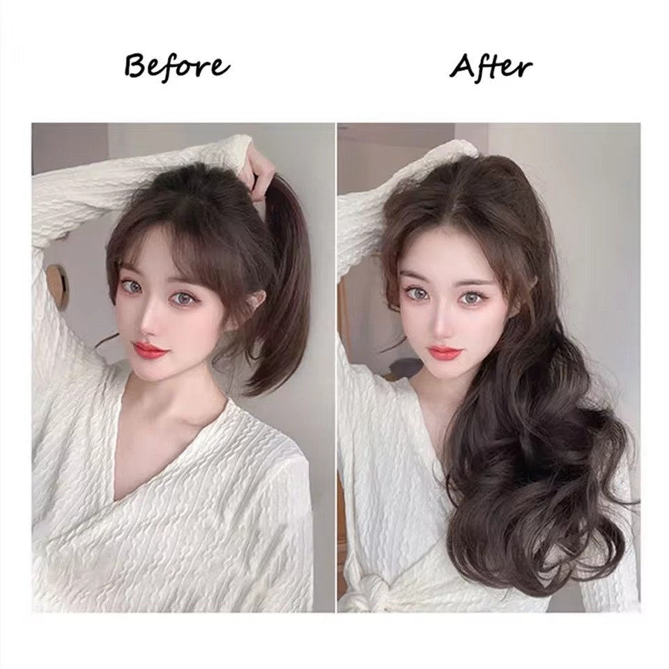 Synthetic Long Straight Claw Clip On Ponytail Hair Extensions 50cm Heat Resistant Pony Tail Hair piece For Women Daily Party