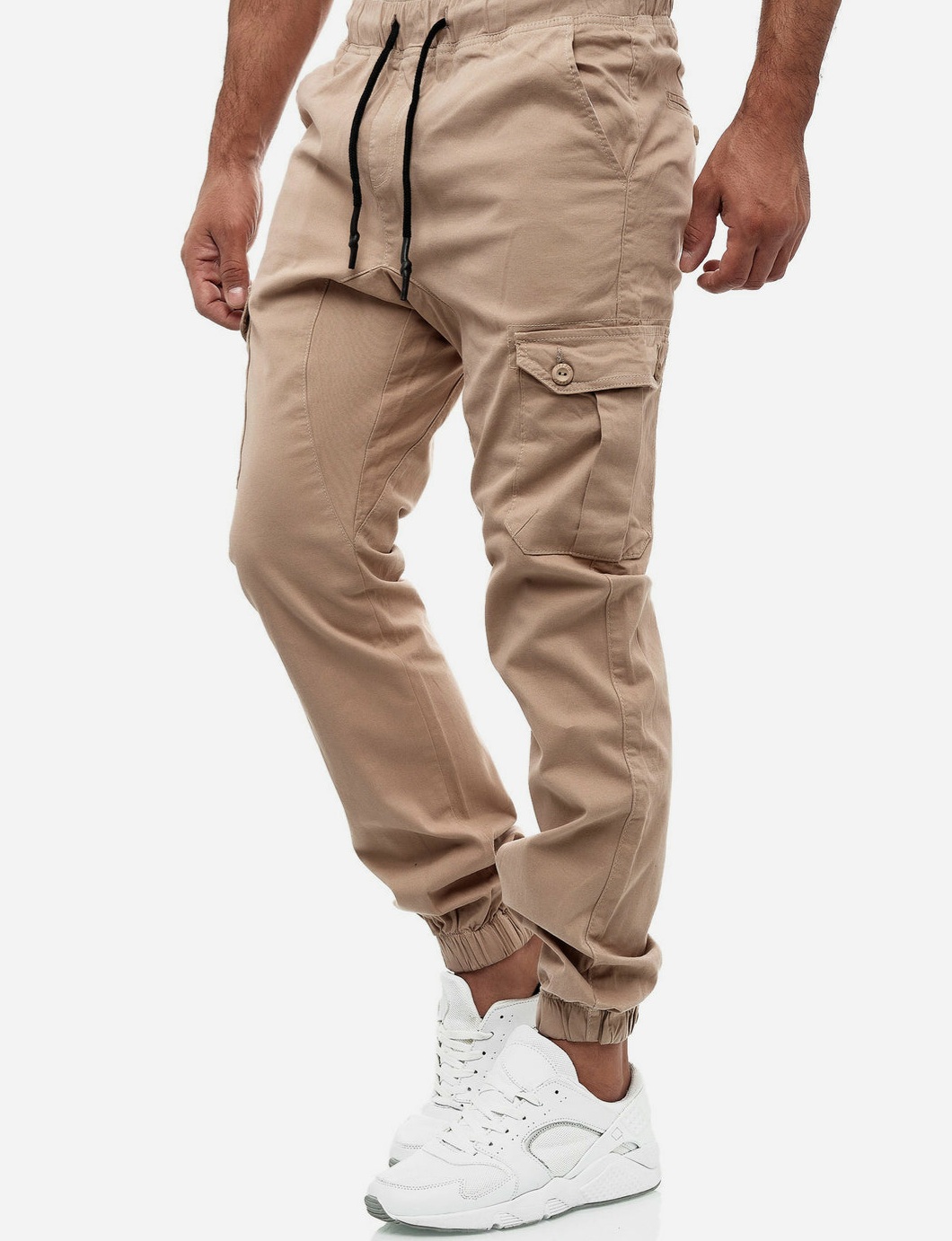 HashBack Men's Cargo Jogger Trousers Multicolor Cotton Summer 6-Pocket Elasticated Bottom Stylish Fit