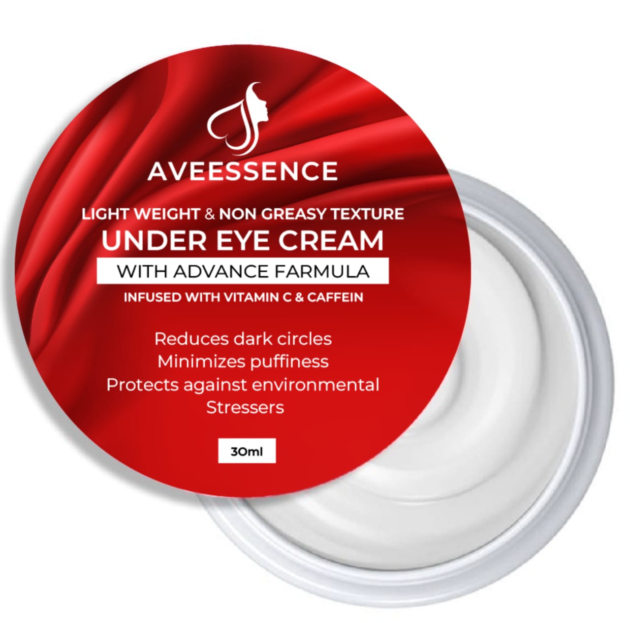 AVEESSENCE Under Eye Cream | Lightweight & Non-Greasy Formula | Advanced Skincare with Vitamin C & Caffeine | Reduces Dark Circles, Minimizes Puffiness & Protects Against Environmental Stressors | 30ml