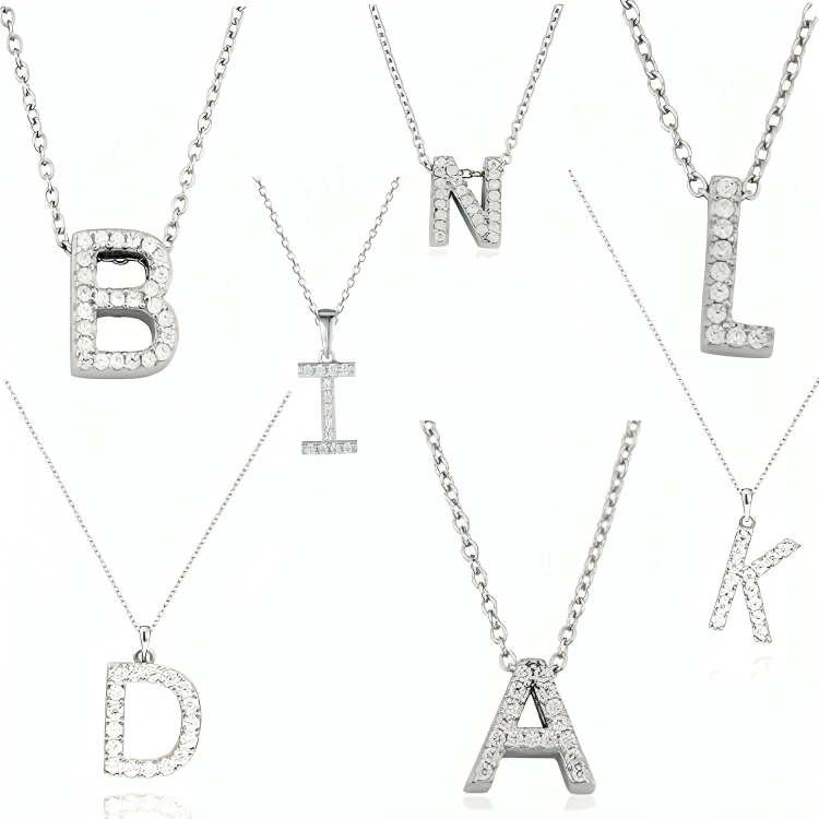 Silver Stainless Steel Alphabet Necklace/Locket/Pendants for Girls, boys, men & Women with Chain - A to Z Your Name Alphabets
