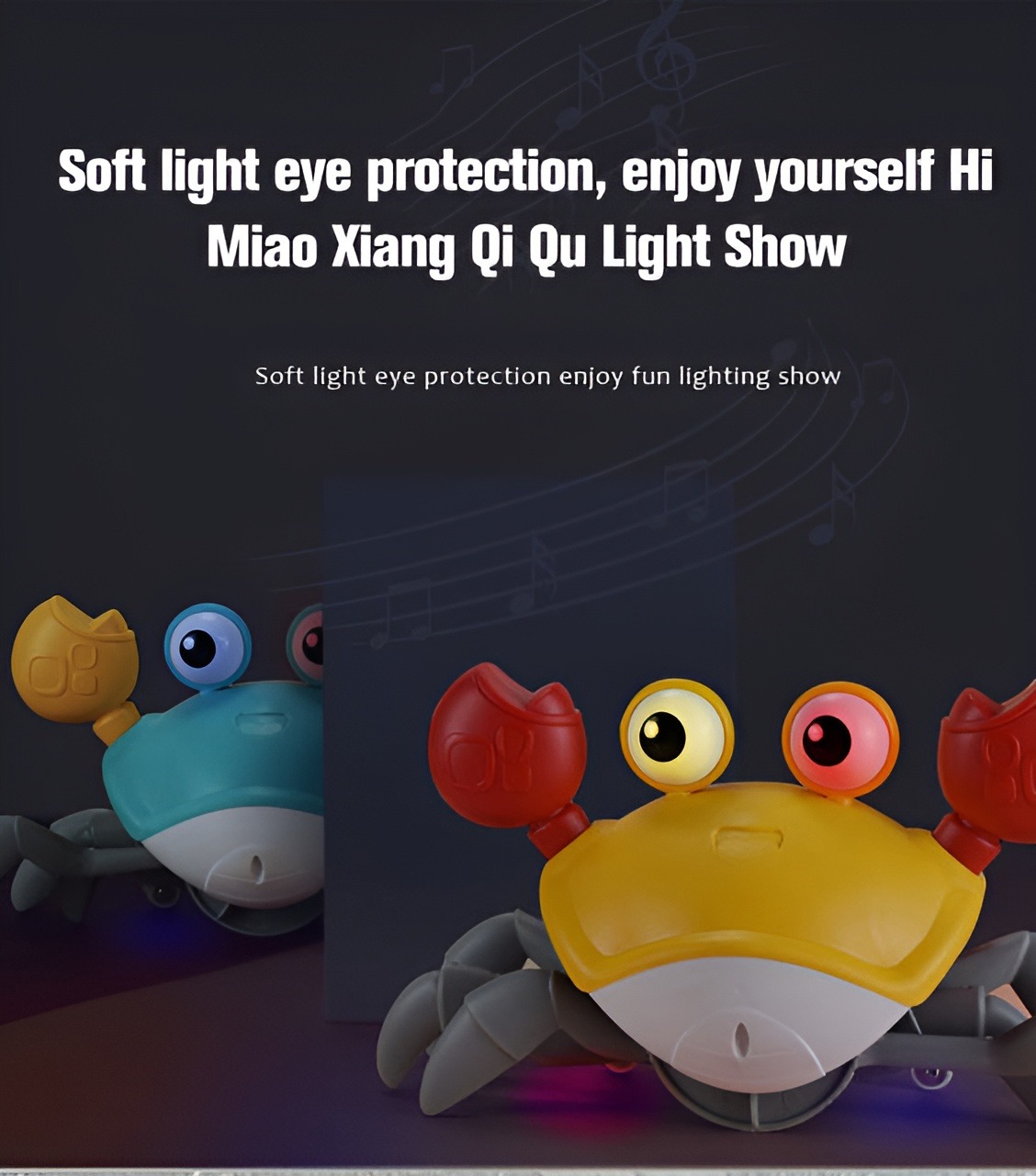 Dancing Crab Toy for Babies Crawling Interactive Escape Crabs Walking Dancing with Music Automatically Avoid Obstacles Toys Rechargeable With USB Cable - Best Gifts For Toddlers - Free Delivery - Crawling Toy