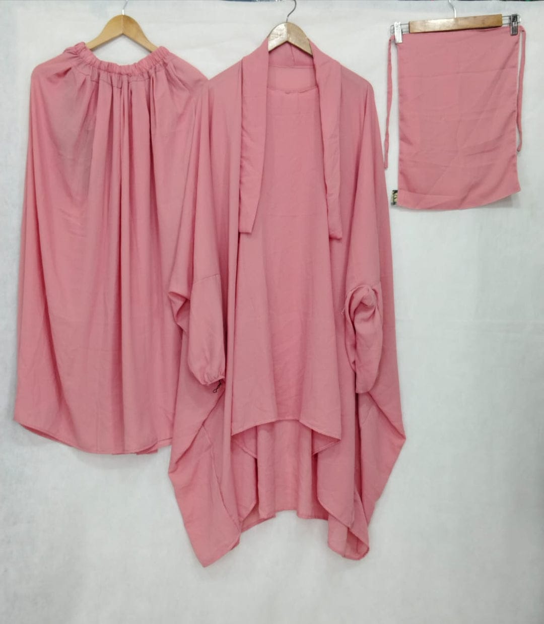3 Piece Jilbab Set with Naqab & Skirt Black | Wool Peach Fabric | Full Coverage Modest Islamic Wear for Women | Prayer, Umrah & Daily Wear