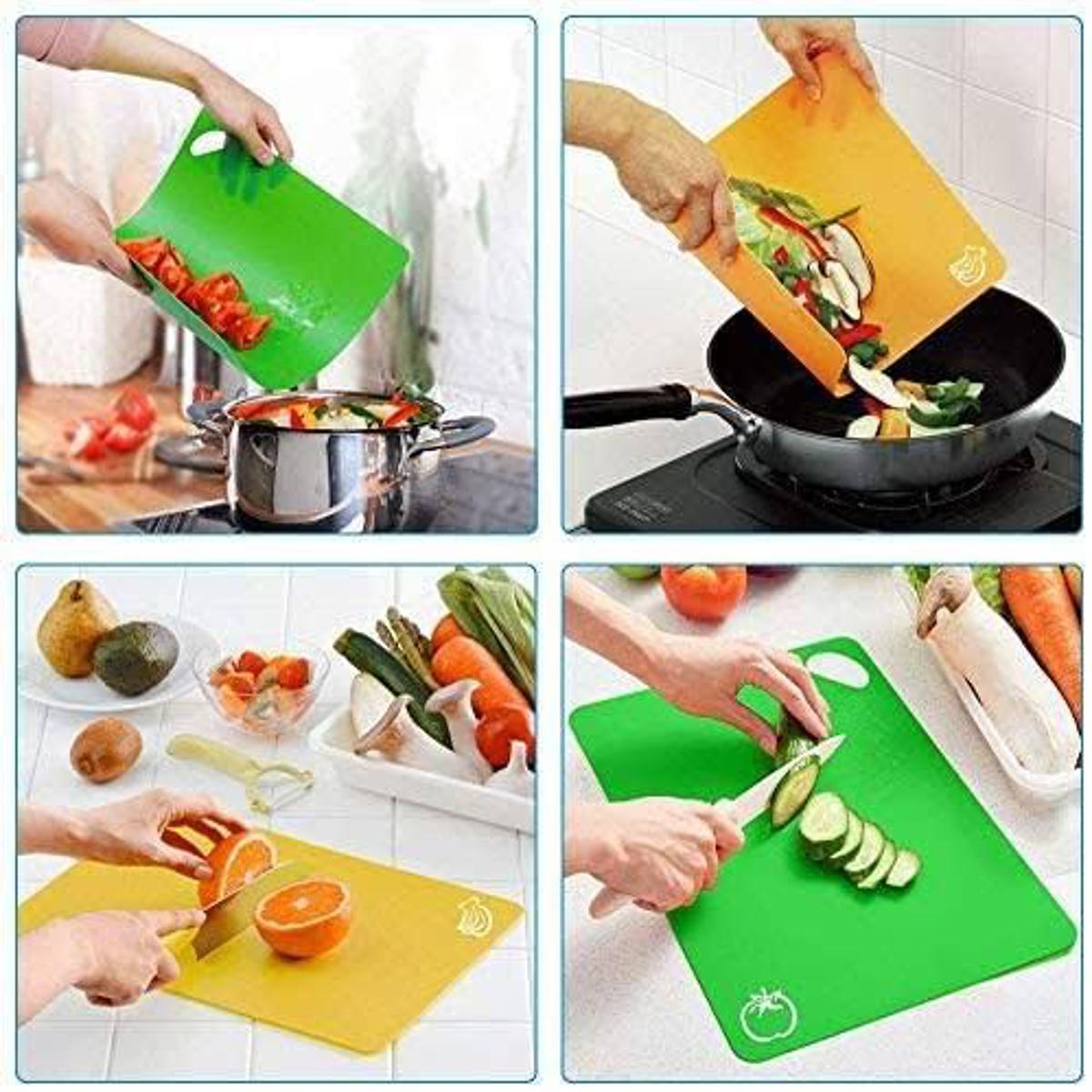 Set of 3 Extra Flexible Silicone Cutting Board for Kitchen Dishwasher-Safe  Non-Slip Non-Porous Upgraded 6 Colors Thick Large