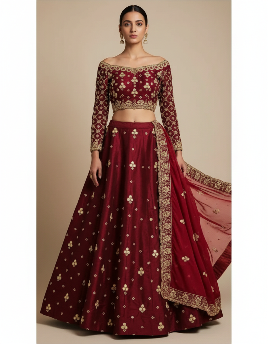 Dealistaan Luxury 2-Piece Stitched Lehnga Choli - Heavy Embroidered & Hand Work Party Wear Dress - Elegant Wedding Collection Lehnga for Women & Girls