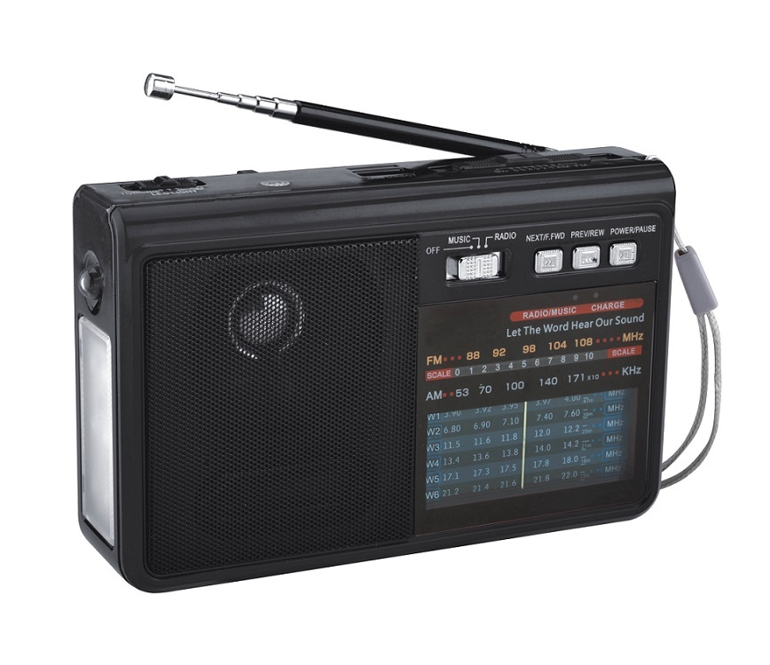 Portable 7 Bands (AM/FM/SW 1-5) Rechargeable Radio with USB/TF Music player