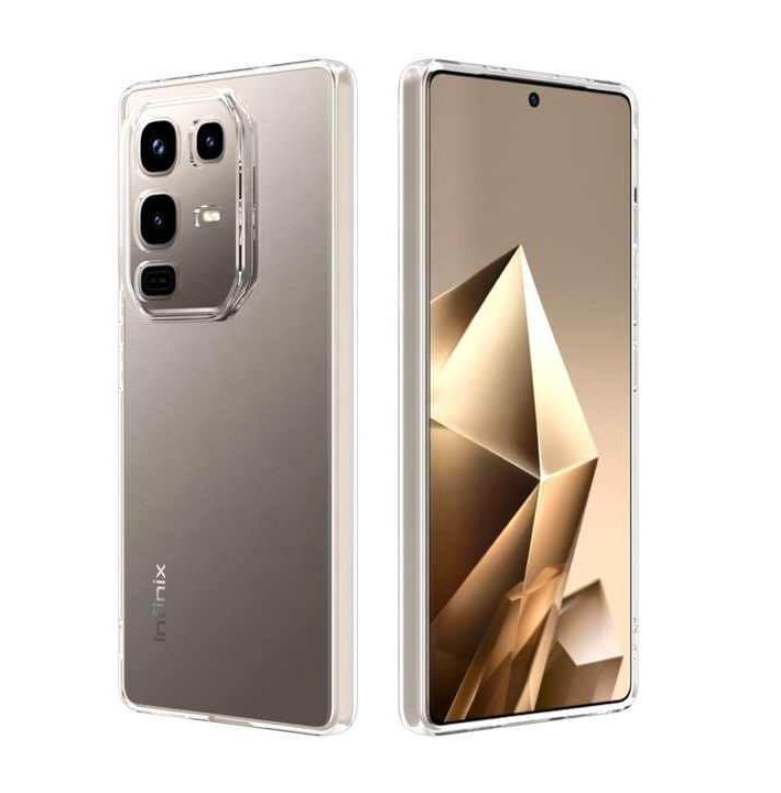 Infinix Note 50/Note 50 Pro Transparent Soft Silicone Back Cover | Shockproof Case with Anti-Dust Plug & Anti-Slip Grip | No Corner Bumper Design