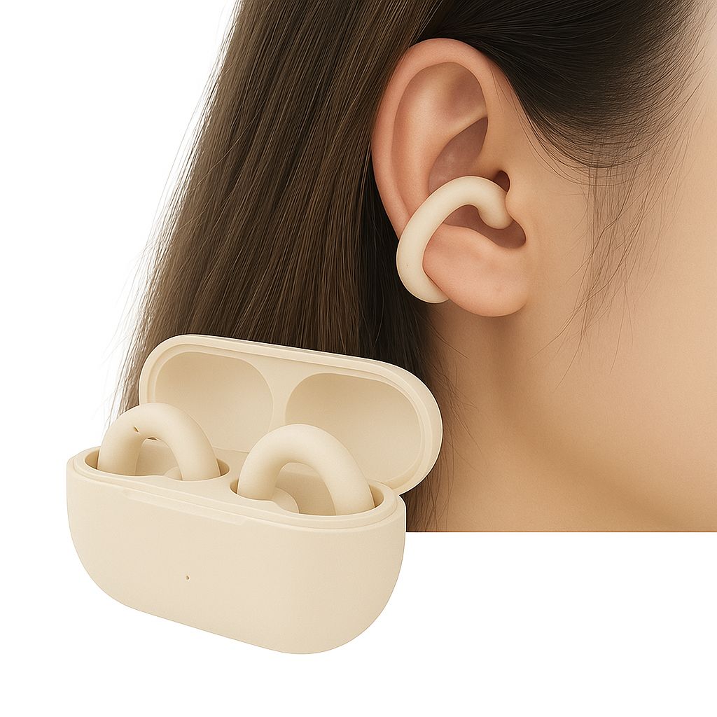 Aircuffs Open Ear Design Earbuds With Voice Assistance, Dual Device Pairing Airbuds, Fully Touch Control earbuds, Playtime of 50 Hrs, IPX4 Water Resistant, Bluetooth Ear Buds