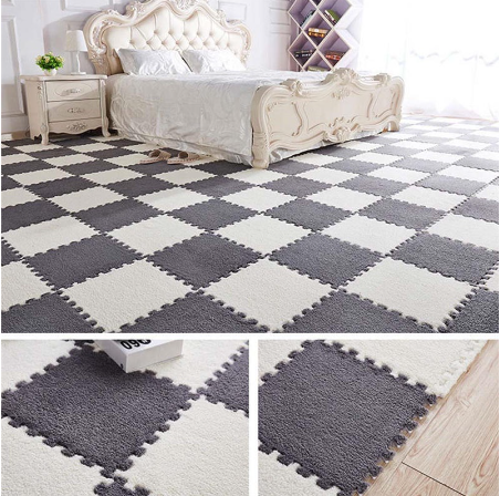 30X30Cm Kids Carpet Foam Puzzle Mat Eva Shaggy Baby Eco Floor Square Stitching Velvet Mat For Living Room Decor Floor Mats - 10Pcs