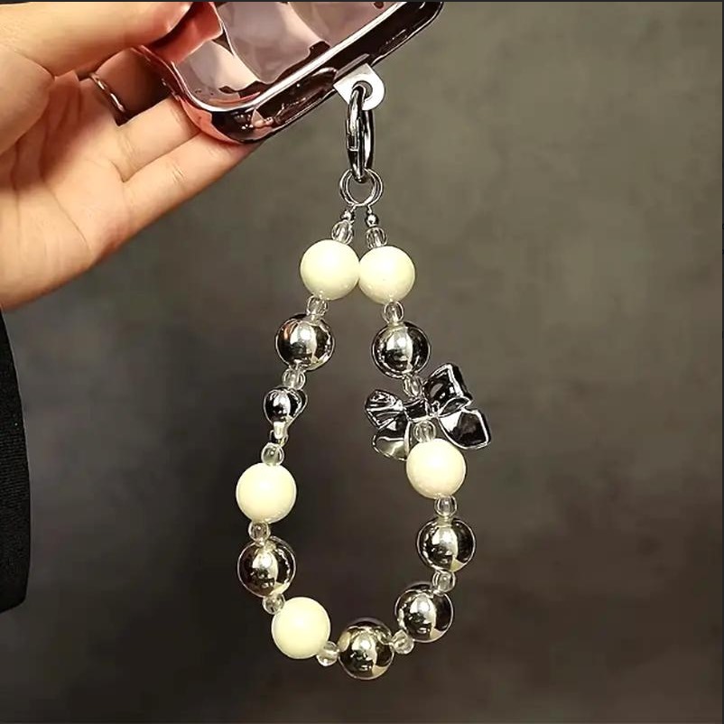 Colorful Flower Beaded Mobile Phone Charm Strap Chain Lanyard Women Girl Jewelry Phone Holder Beads Pendant Cherry - Mobile Charm