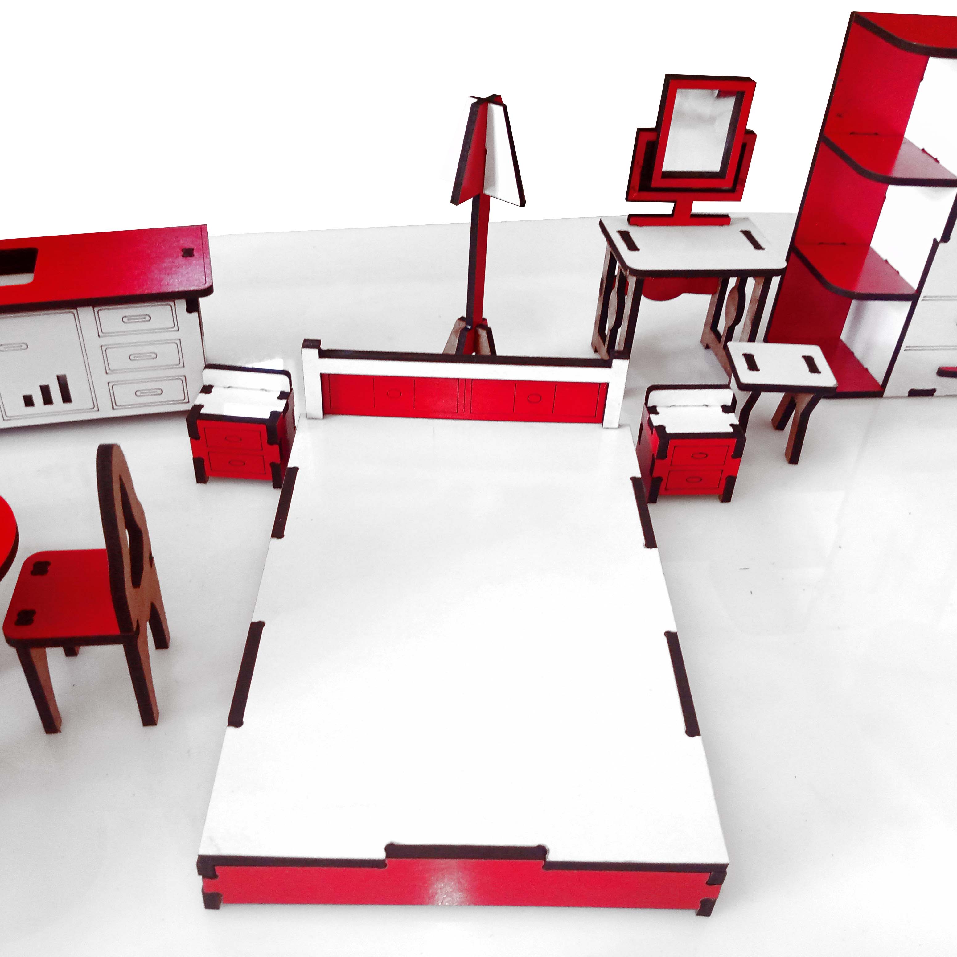 Kids' Playtime Doll house Furniture Set - 24-Piece Wooden Miniature Kitchen & Dining Room with Accessories, Unisex, 3-7 Years