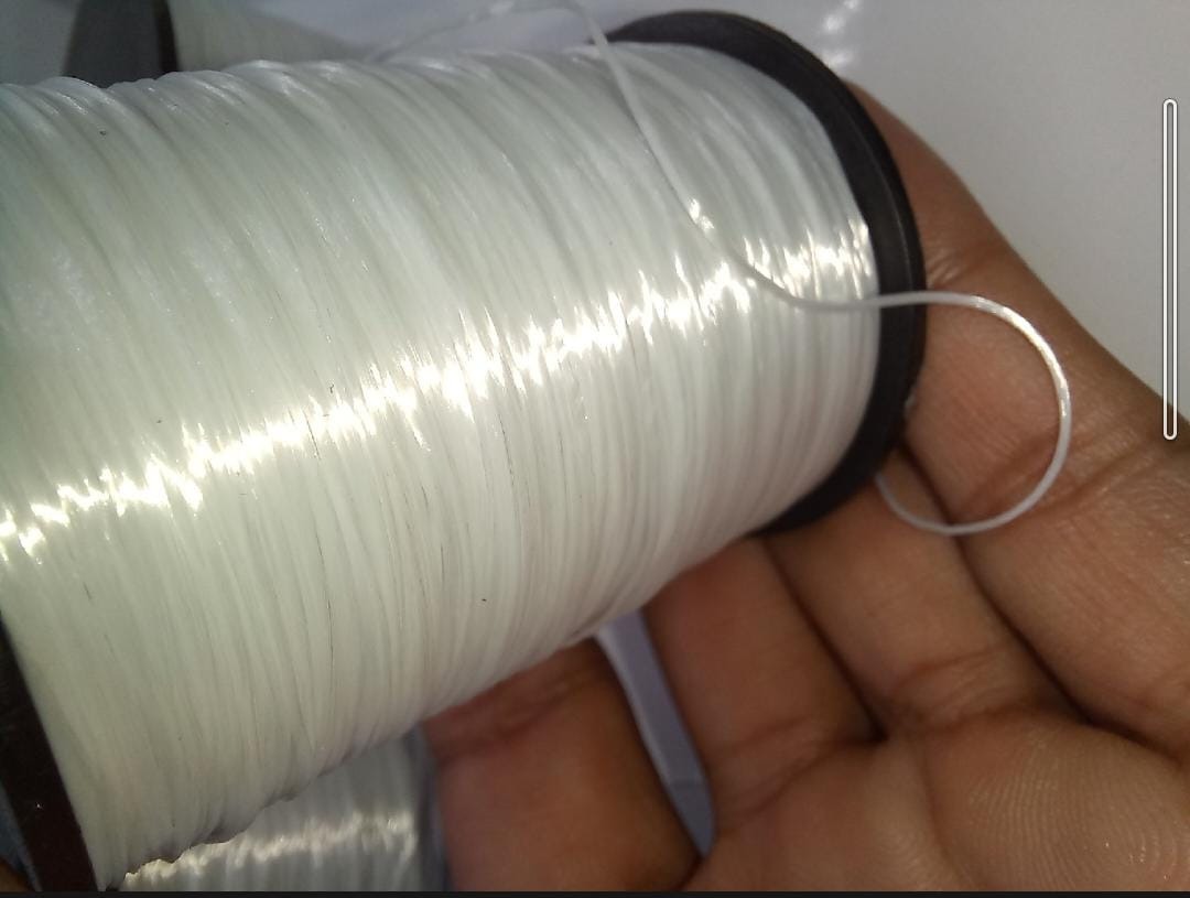 White Stretchy Elastic Cord Thread for Jewelry Making Beading Bracelet Stretchable Thread For Jewlery Making Nylon Thread For Bracelet Making Elastic String For Beading Jewelry Cord, Elastic Bracelet Rope Crystal Beading Cords By SAMS COLLECTION