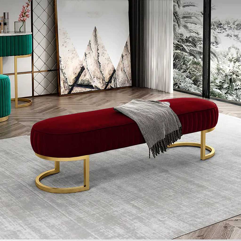 Saasflow 3 Seater Luxury sofa sitting Stool With Metal Stand sofa