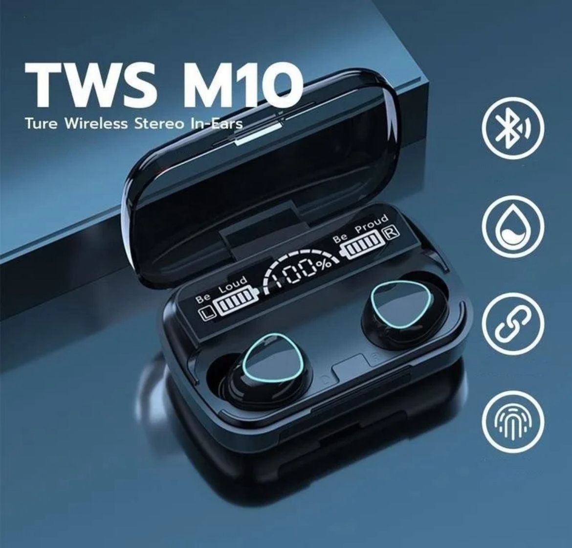 M19 TWS (True Wireless Stereo) Bluetooth Handsfree Earphones Headset With HiFi Stereo Sound & Touch Control System (Connected With All Bluetooth Devices).