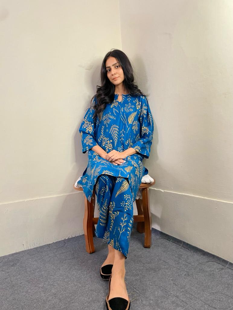 Trendy Stitched Petal Printed 2pc Dress for women and Girls