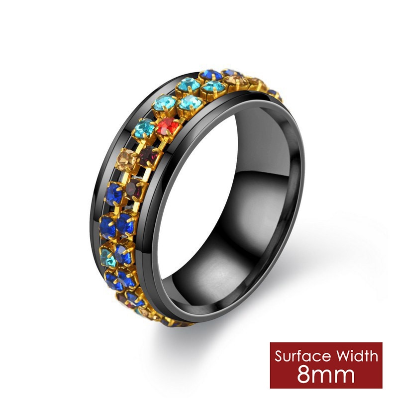 Rotate Freely Spinning Stainless Steel Anxiety Ring For Women Moon Star ...