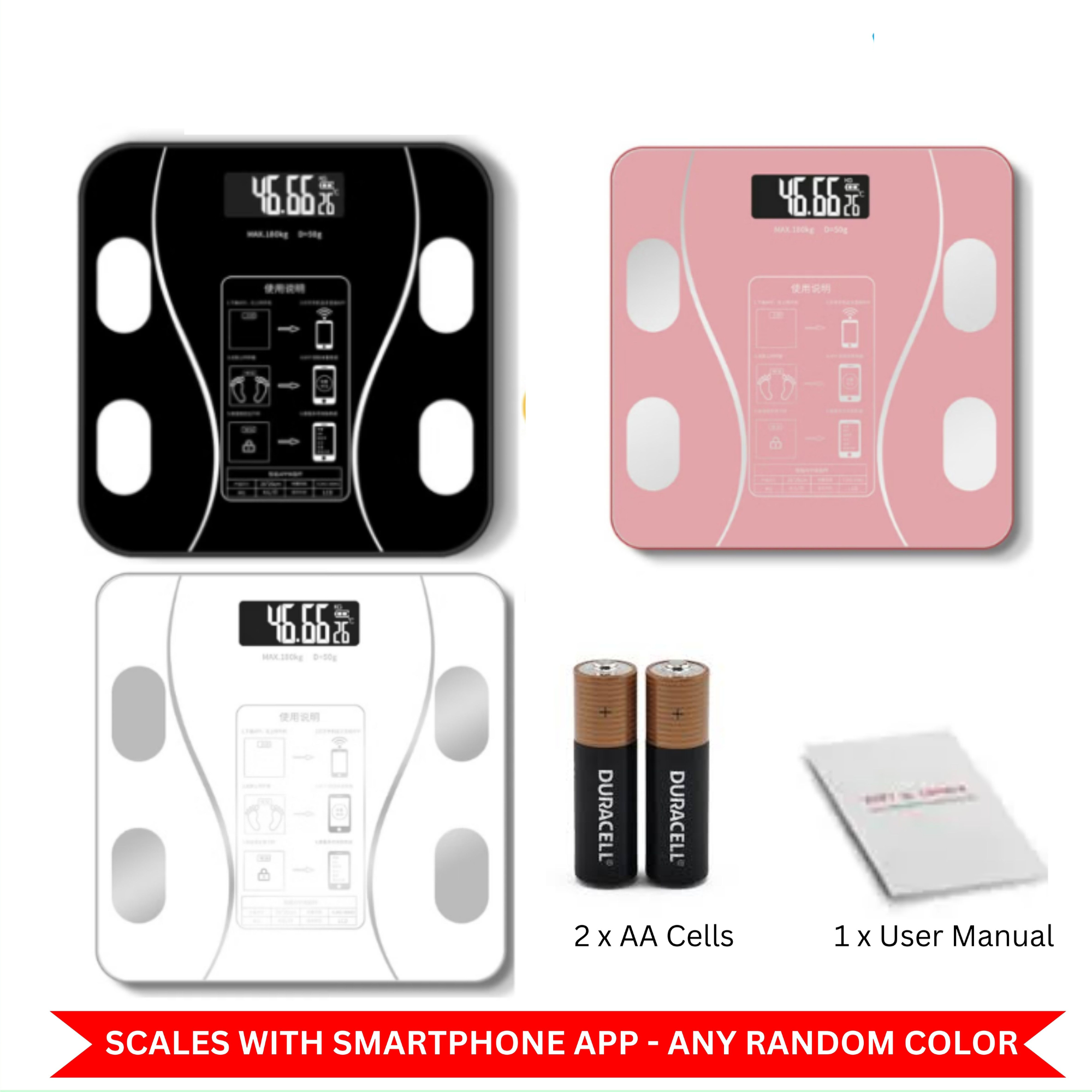 Digital Body Weight Scale – Electronic Bathroom Weighing Machine 180kg Capacity, LCD Display Precision Accurate Personal Health Fitness Scale, Slim Portable Battery Operated
