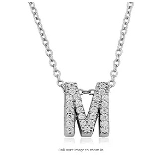 M Name Silver Stainless Steel Alphabet 