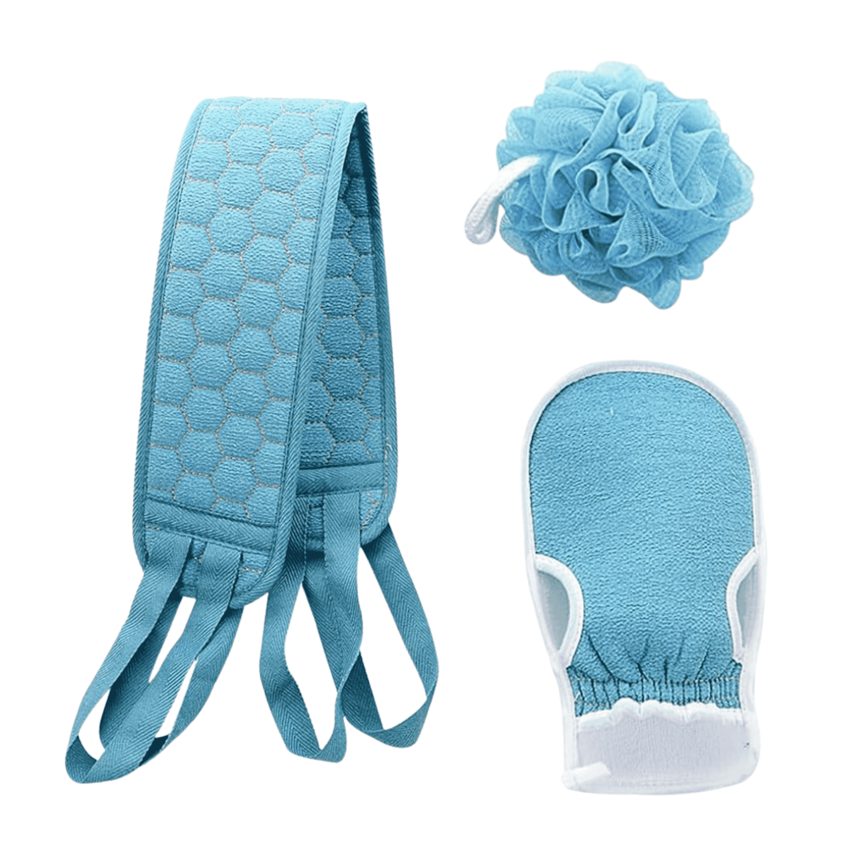 3 in 1 Shower Set- Exfoliation glove - Loofah - back scrubber for skin ...