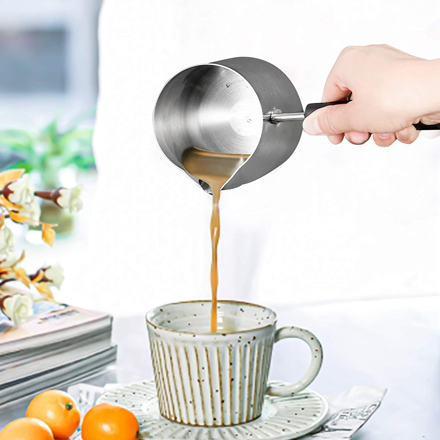 Stainless Steel Butter And Coffee Warmer Turkish Coffee Pot Mini Butter Melting Pot And Milk Pot With Spout 20 Stainless Steel Butter And Coffee Warmer Turkish Coffee Pot Mini Butter Melting Pot And Milk Pot With Spout