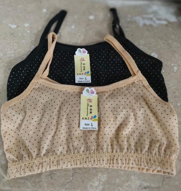 Pack of 2 & Pack of 4  Black & Skin Cotton Bra Vest For Girls Printed Bras Adjustable, Stretchable and Non Padded Bra Bra Brief Blouse Brazier Brassier Undergarments